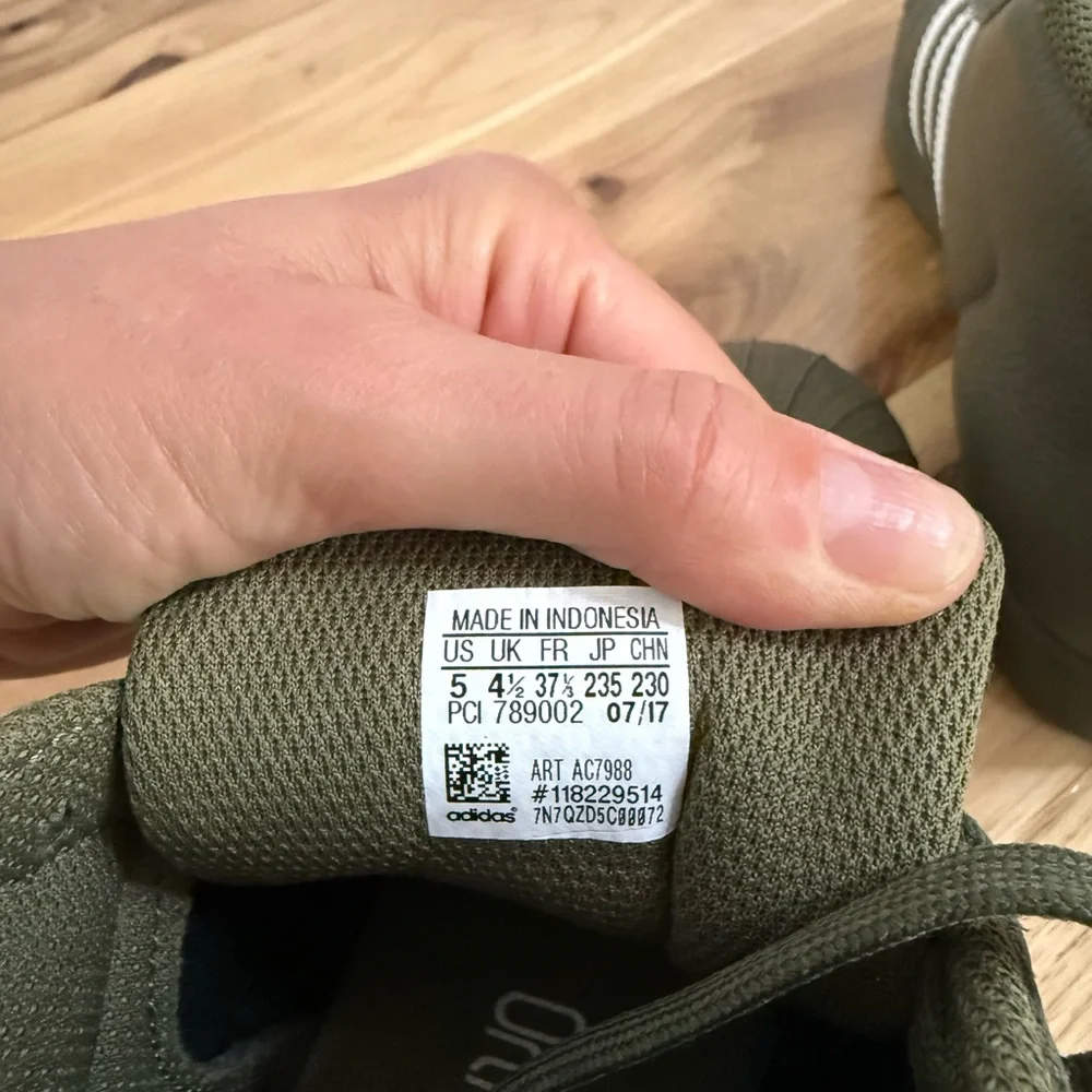 adidas Olive Green and White Sneakers - Picture 4 of 4